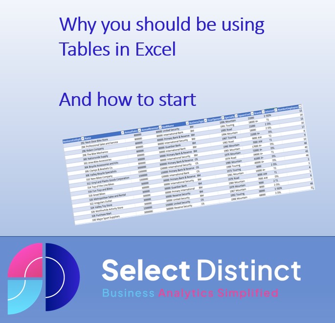 using tables in Excel