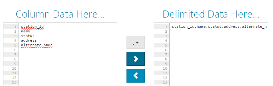 SQL Timesaver - Add comma separators using delim.co comma separating tool