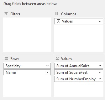 Excel Pivot Table Settings