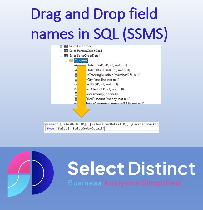 Drag and Drop field names in SSMS cover