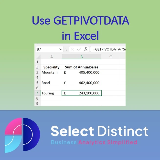 Use GETPIVOTDATA in Excel