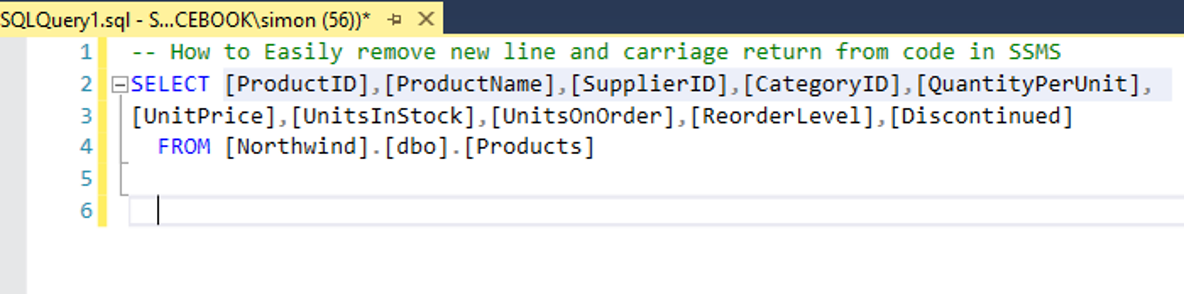 compact, clean SQL code
