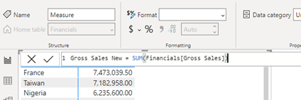 New Measure DAX code