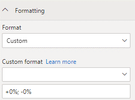 Power BI settings to apply and plus or minus prefix to a value