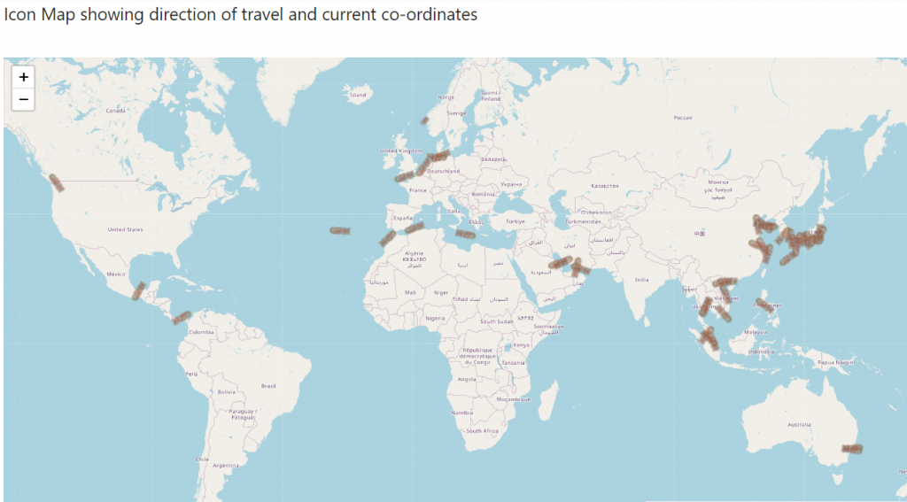 Icon map showing direction of travel