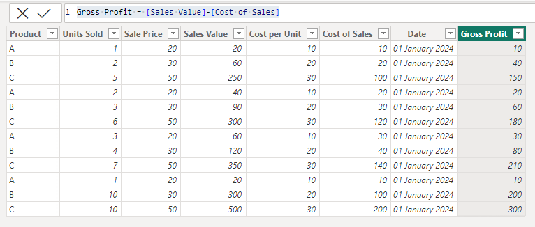 Adding a calculated column to a Power BI data table