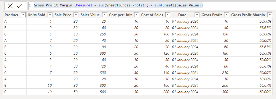 Adding a measure in Power BI