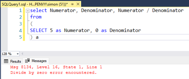 Divide by zero error in SQL Server