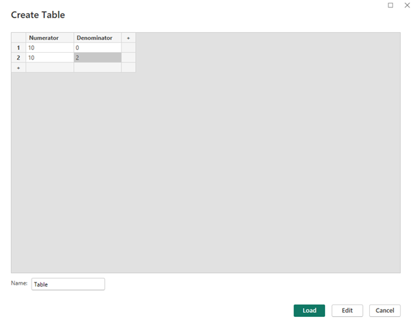 Loading data to a table in Power BI