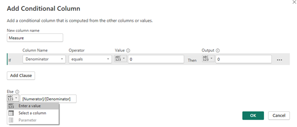 Add a conditional column in Power Query