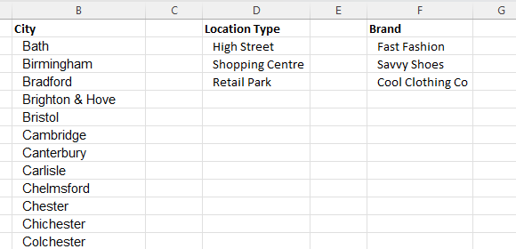 Excel drop down list validation data