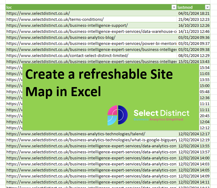 Create a refreshable site map in Excel