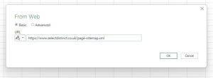 entering the xml web URL in Excel