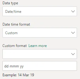 setting a custom date format in power bi