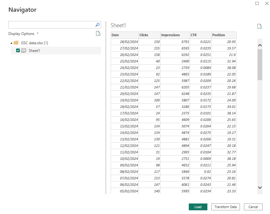 Loading GSC data to Power BI