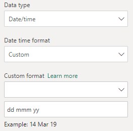 setting a custom date format in power bi