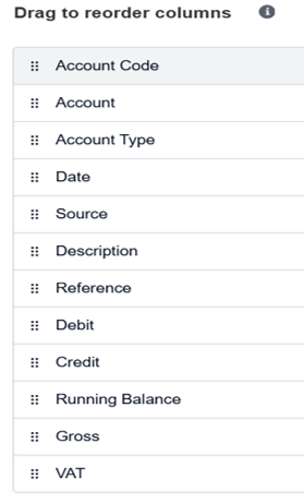 Xero Column Selector