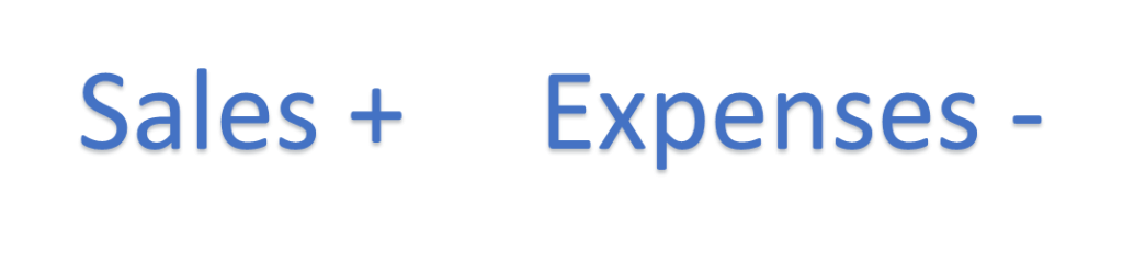 Sales shows positive Expenses show negative