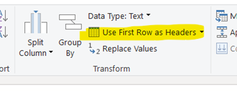 Use first row as headers in Power BI