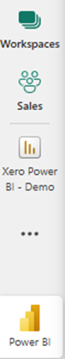 Screenshot of Power BI Service that shows the option for Workspaces