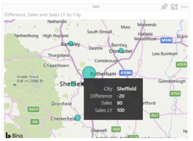 Map showing geographical data for Sheffield, Barnsley, Doncaster based on sales 