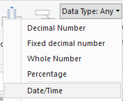 In Power Query changing the Data Type to be Date/Time or Decimal Numbers