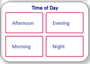 Time of Day Slicer with the four buttons for Morning, Afternoon, Evening, Night