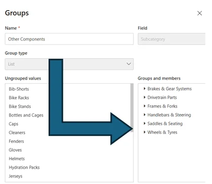 Grouping in Power BI with Other Components into more detailed subcategories