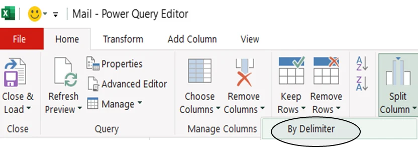 Power Query Editor Split Column by Delimiter