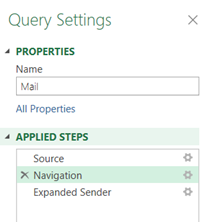 Query Settings showing Navigation under the Applied Steps
