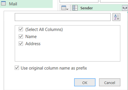 Selection of Name and Address fields so this can be split out