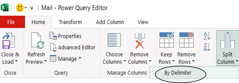 Power Query Editor Split Column by Delimiter