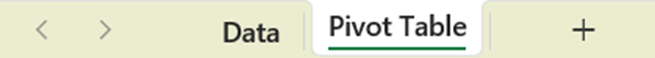 Excel tabs named Data and Pivot Table