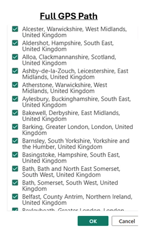 Full GPS column path created using the Full Map Address DAX code