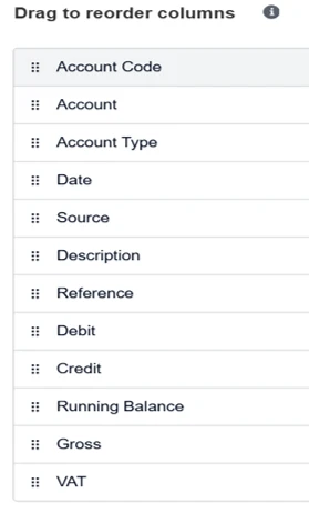Xero Column Selector