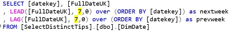 Finding the next week using LEAD in SQL
