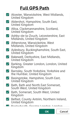 Full GPS column path created using the Full Map Address DAX code