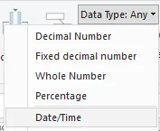 In Power Query changing the Data Type to be Date/Time or Decimal Numbers