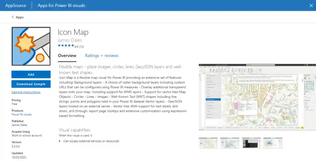 Icon Map information screen
