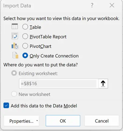 Import data to data model