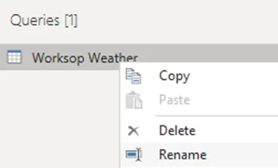 Renaming the table to be Worksop Weather