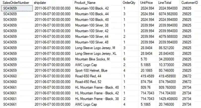 Sales transactions by customer