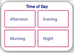 Time of Day Slicer with the four buttons for Morning, Afternoon, Evening, Night
