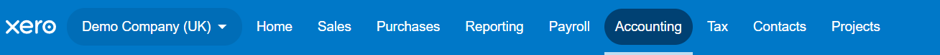 Xero ribbon screenshot with Accounting tab selected