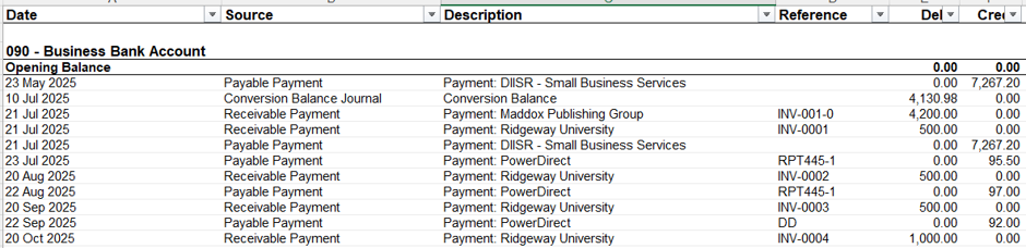Excel showing columns filtered