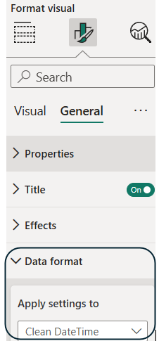 Format visual changing the data format
