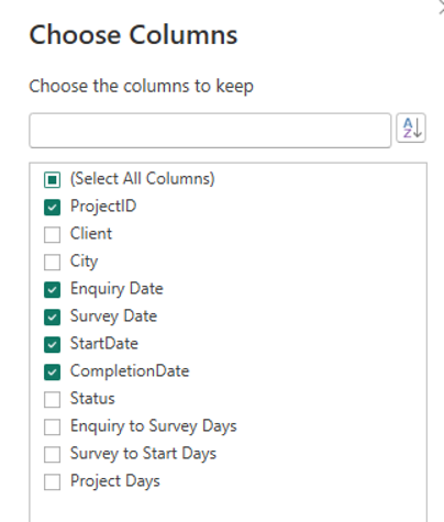 Choose columns in Power BI
