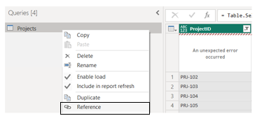 Referencing the table in Power BI