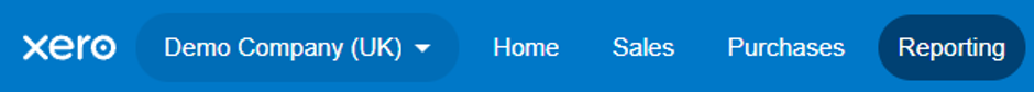 Xero ribbon with Reporting selected